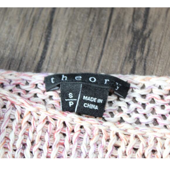 Theory Open Knit boxy blouse lagenlook small beachy coastal spring cotton silk - Picture 4 of 12